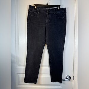 American Eagle Outfitters Black Denim Jeans 360 Stretch Skinny Jeans Size 14S